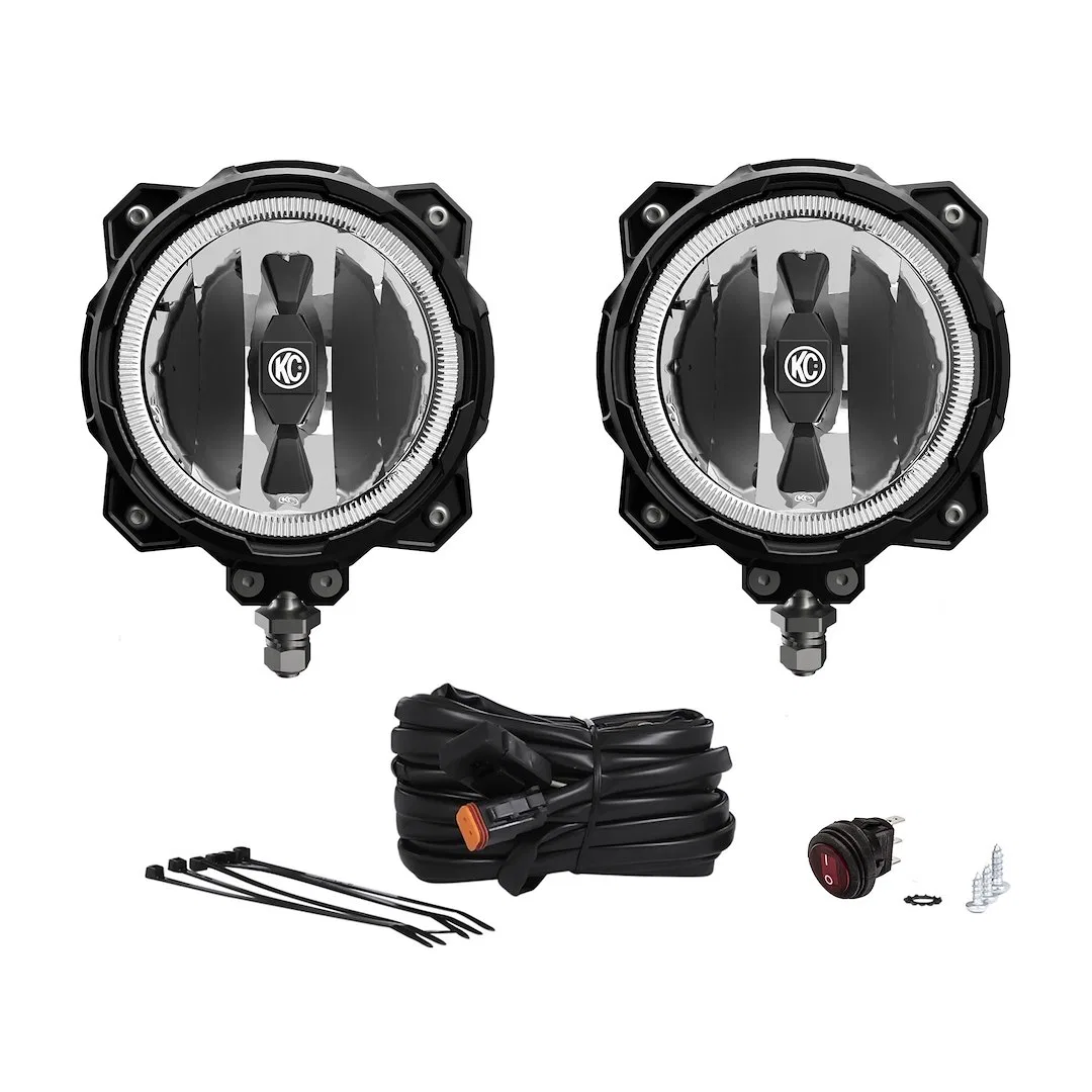 91301 – KC HILITE Driving/ Fog Light, LED Bulb Clear Bulbs 6 Inch Round 20 Watt Bulbs AMP Draw 1.63 AMP Spot Beam 245...